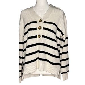 Rachel Zoe White and Black Striped Pullover Sweater